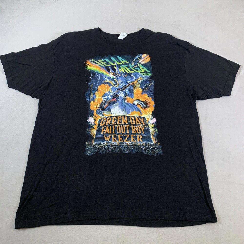Green Day WEEZER Fall Out Boy Interrupters HELLA MEGA TOUR Concert Shirt Blk XXL